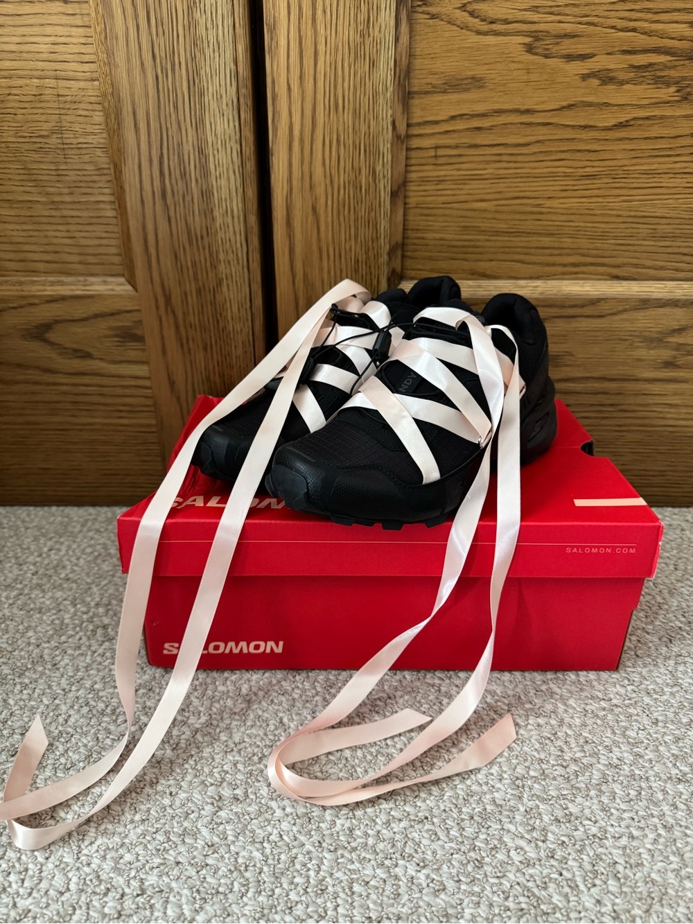 Salomon x Sandy Liang Speedcross 3 Ribbon in “Black/Cloud Pink”